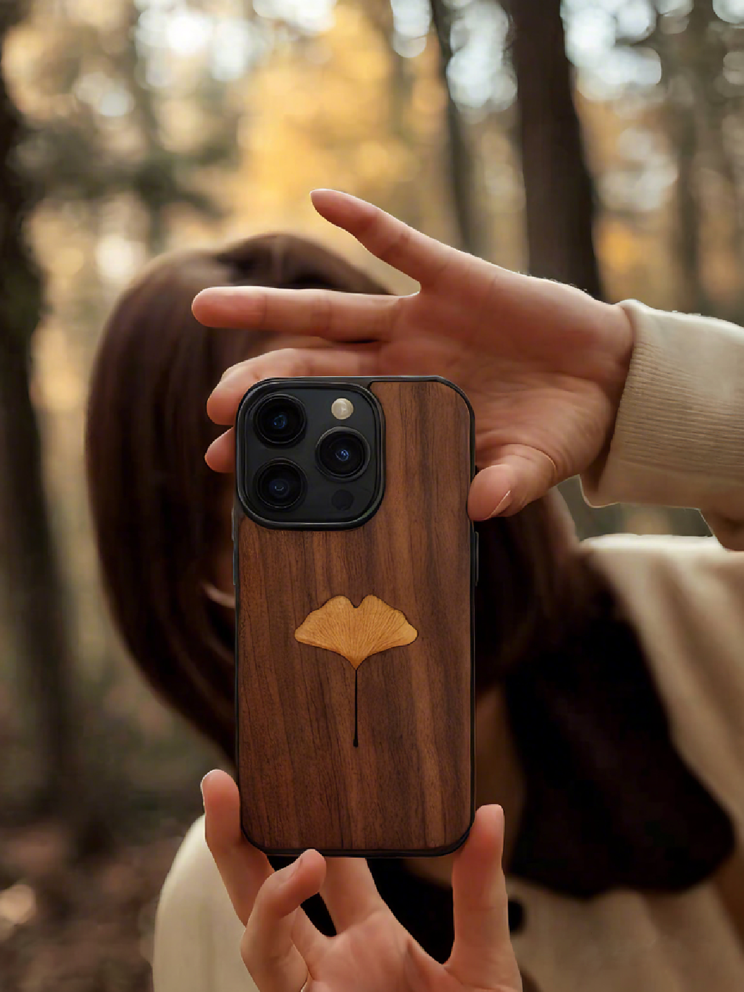 Real specimen Ginkgo Leaf Phone Case-Handmade