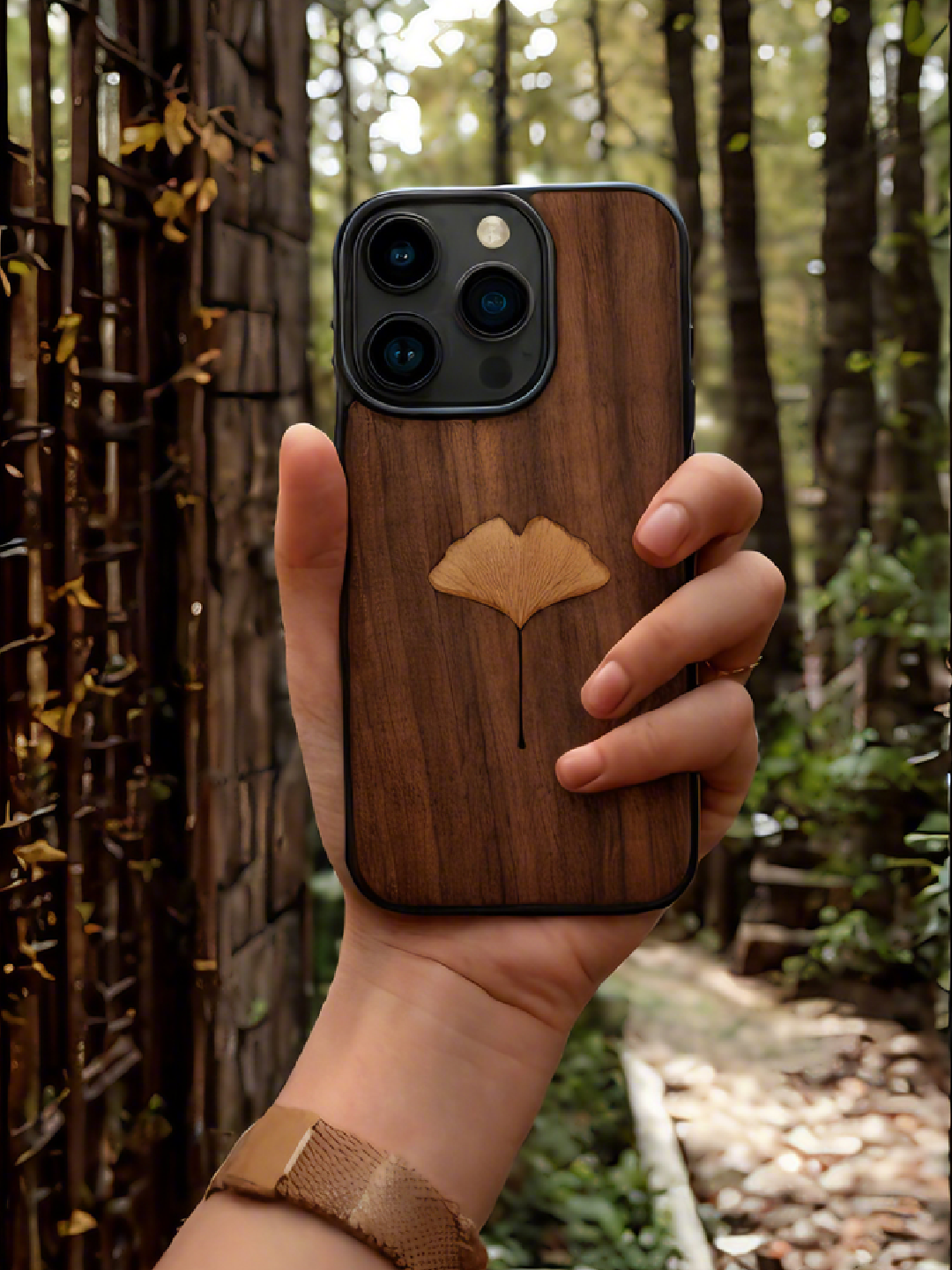 Real specimen Ginkgo Leaf Phone Case-Handmade