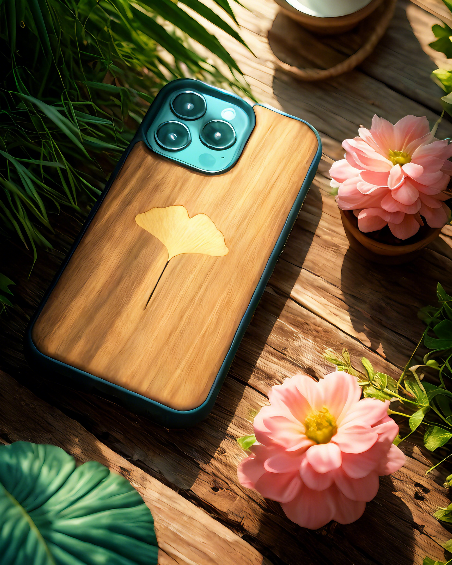 Real specimen Ginkgo Leaf Phone Case-Handmade