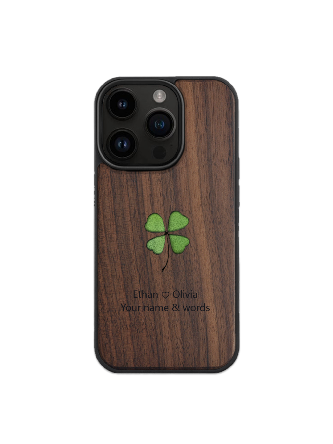 Real Specimen Lucky Four-Leaf Clover Phone Case – Plant Embedded for Good Fortune