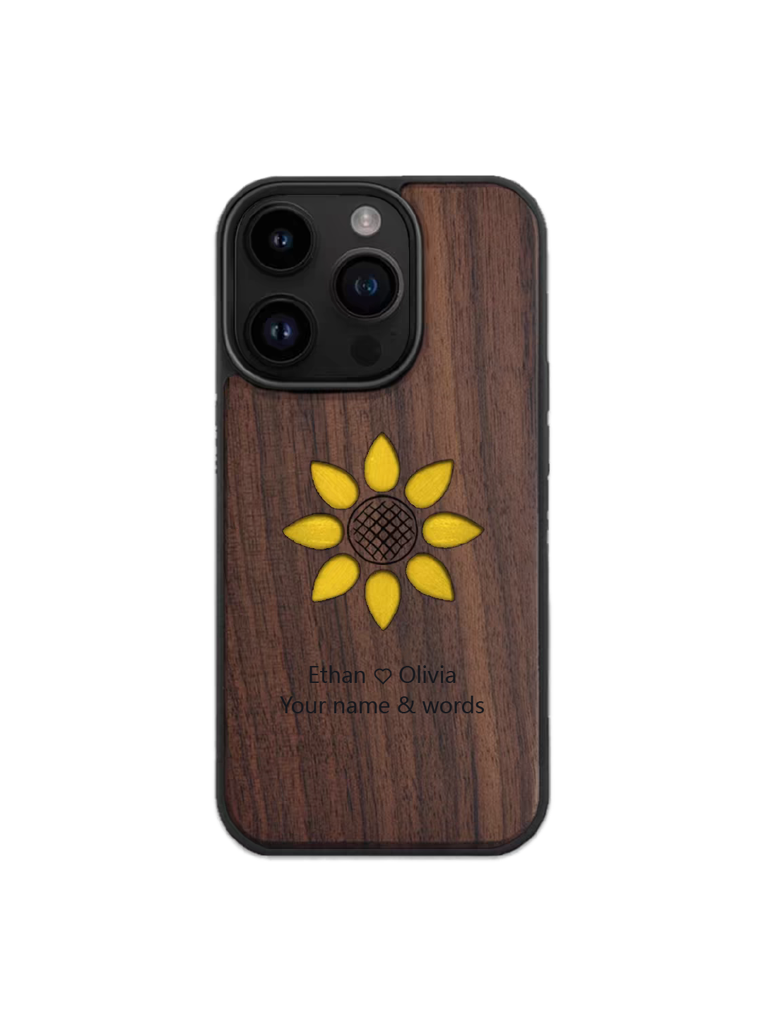 Real Sunflower Specimen Phone Case - Handmade Wood & Resin Floral Case for iPhone & Samsung