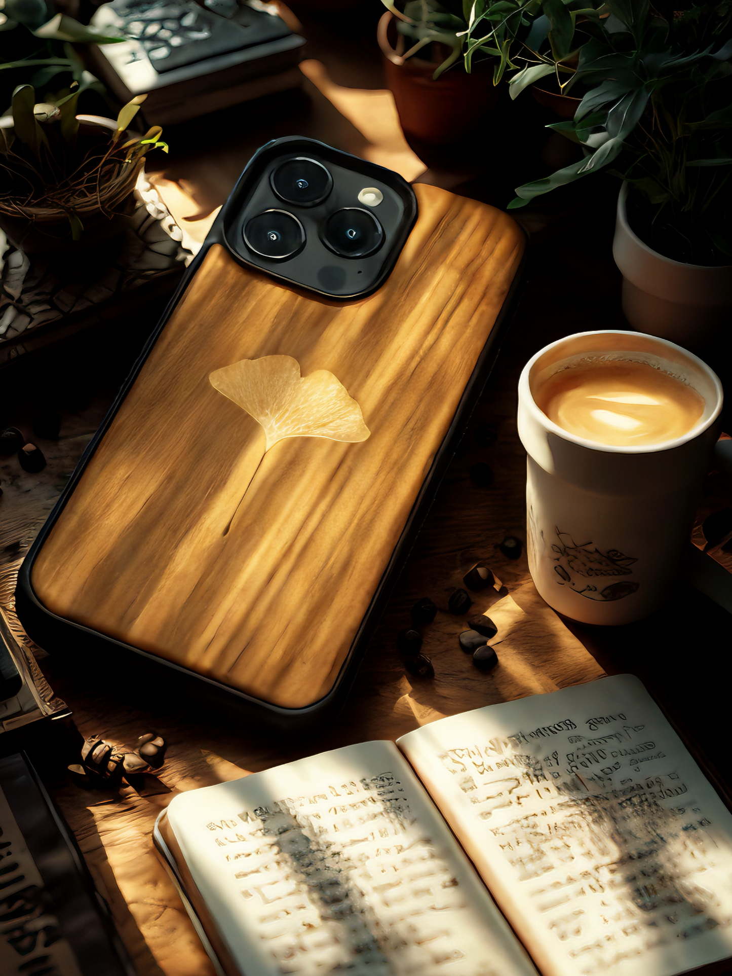 Real specimen Ginkgo Leaf Phone Case-Handmade