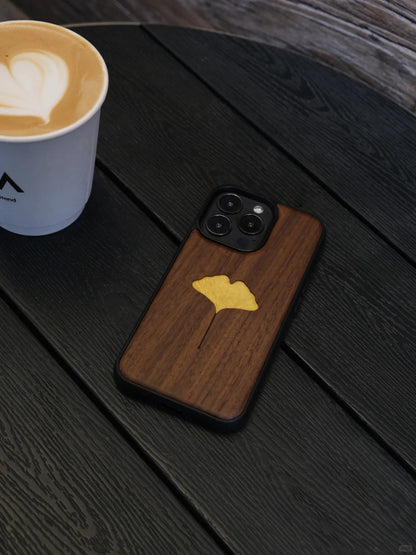 Real specimen Ginkgo Leaf Phone Case-Handmade