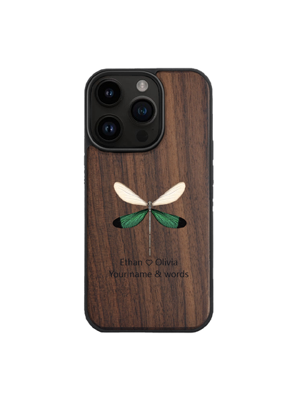 Real Dragonfly Specimen Phone Case - Handmade Wood & Resin Insect Case for iPhone & Samsung