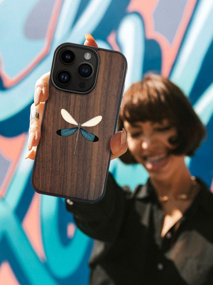 Real Dragonfly Specimen Phone Case - Handmade Wood & Resin Insect Case for iPhone & Samsung