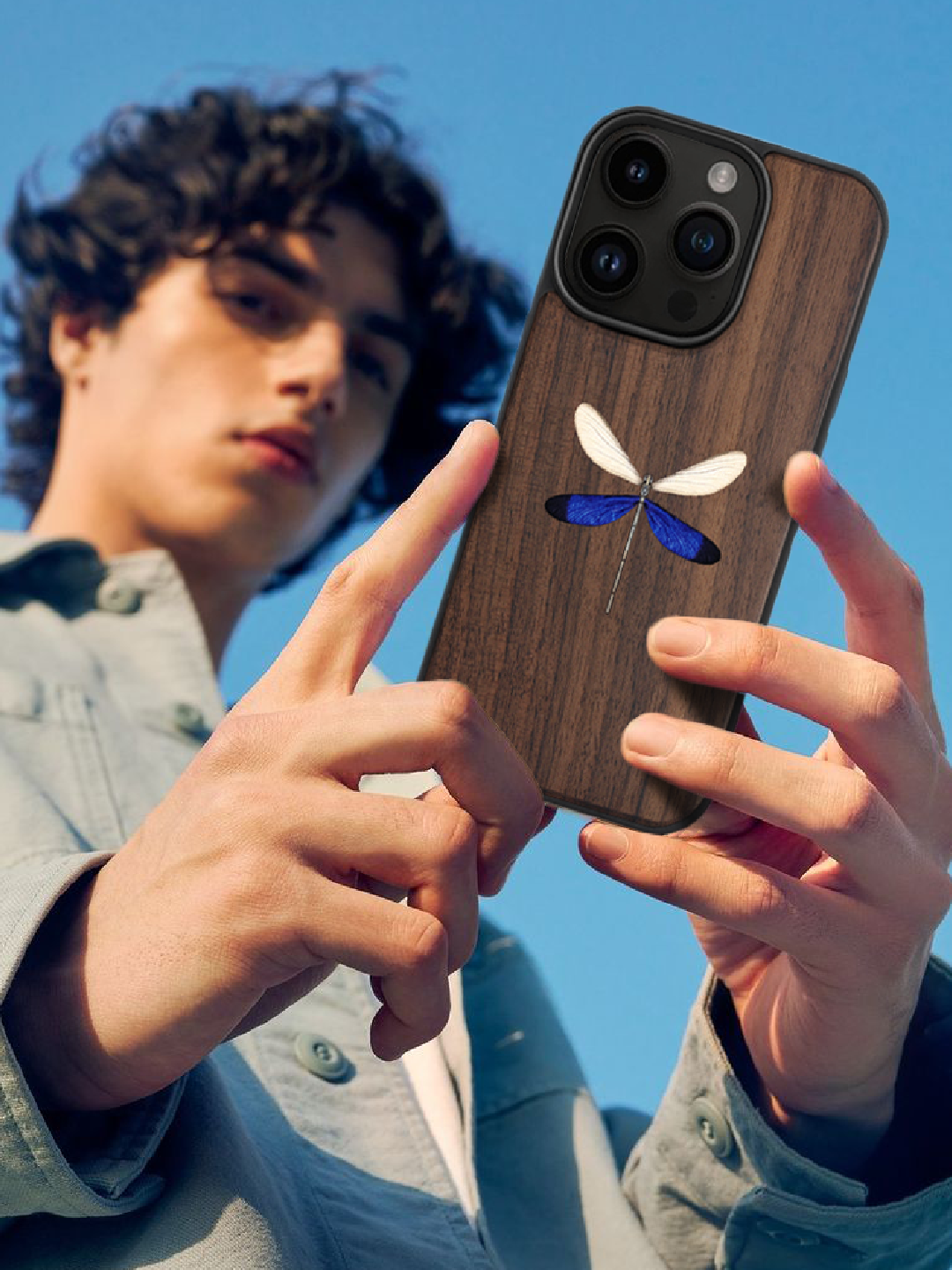 Real Dragonfly Specimen Phone Case - Handmade Wood & Resin Insect Case for iPhone & Samsung