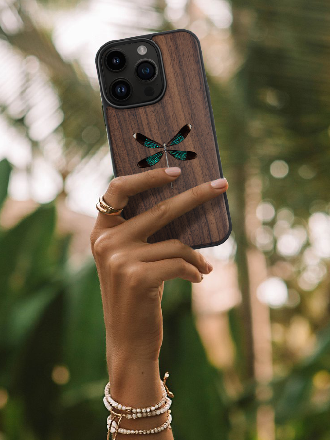 Real Dragonfly Specimen Phone Case - Handmade Wood & Resin Insect Case for iPhone & Samsung