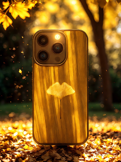 Real specimen Ginkgo Leaf Phone Case-Handmade